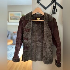 Caslon Suede Leather Jacket with Faux Fur Lining